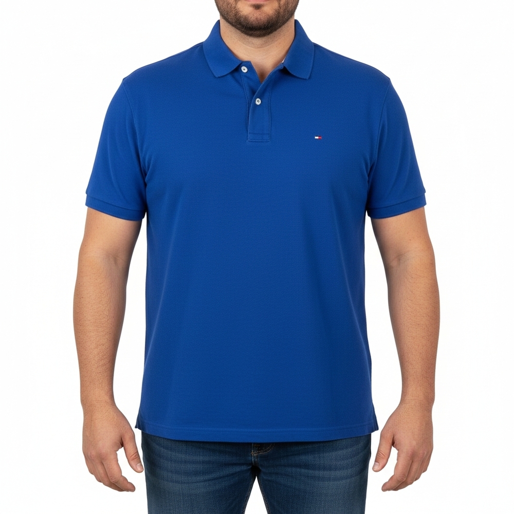 XL Tommy Hilfiger 100% Cotton Classic Polo Shirt Custom Fit Design - Royal Blue
